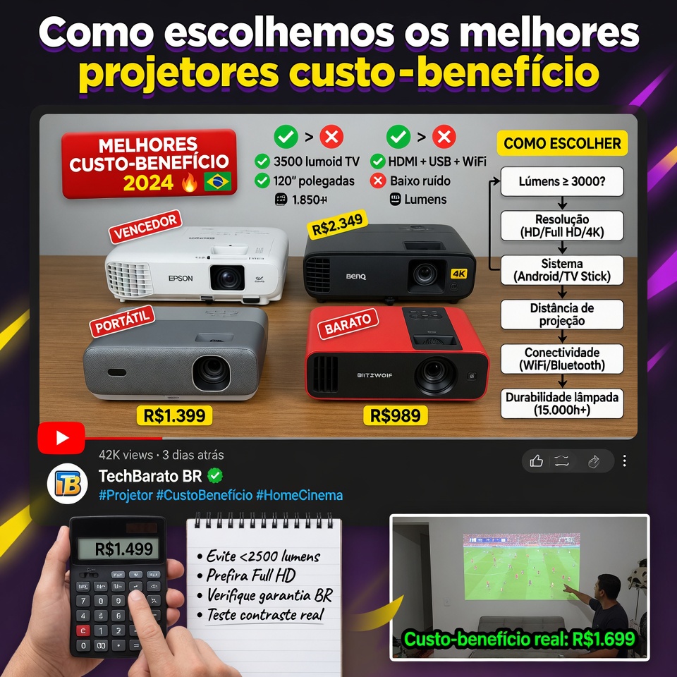 analise de projetores com foco em brilho e resolucao