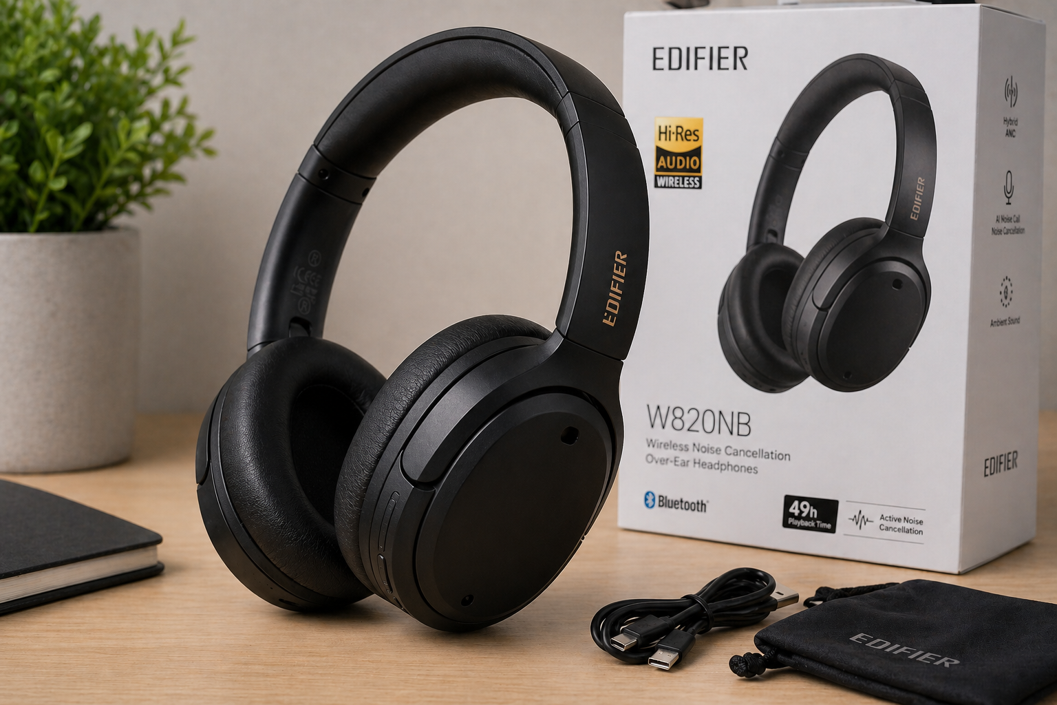 edifier w820nb headphone com som equilibrado
