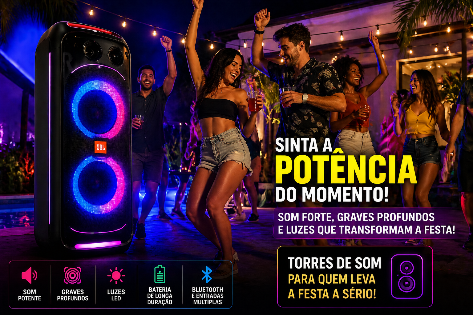 analise de torres de som com foco em potencia e bateria