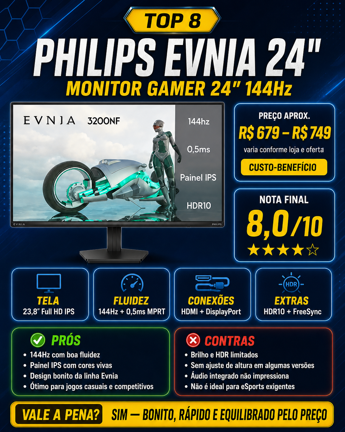 Imagem do comparativo dos melhores monitores gamers baratos 2026 (10)