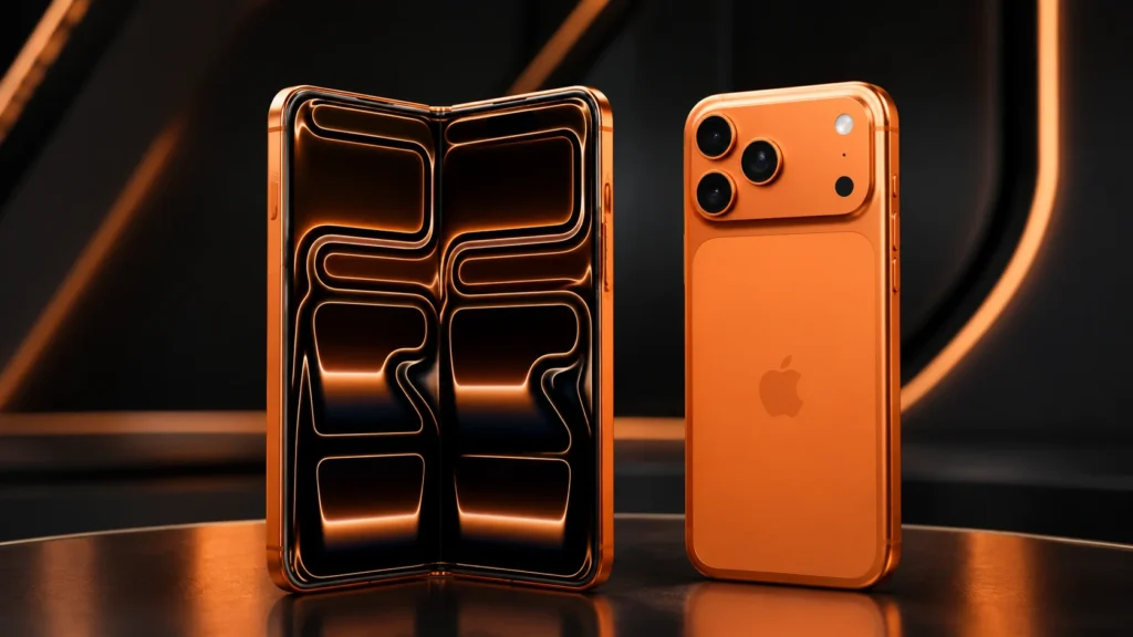 conceito visual de possível iPhone dobrável da Apple