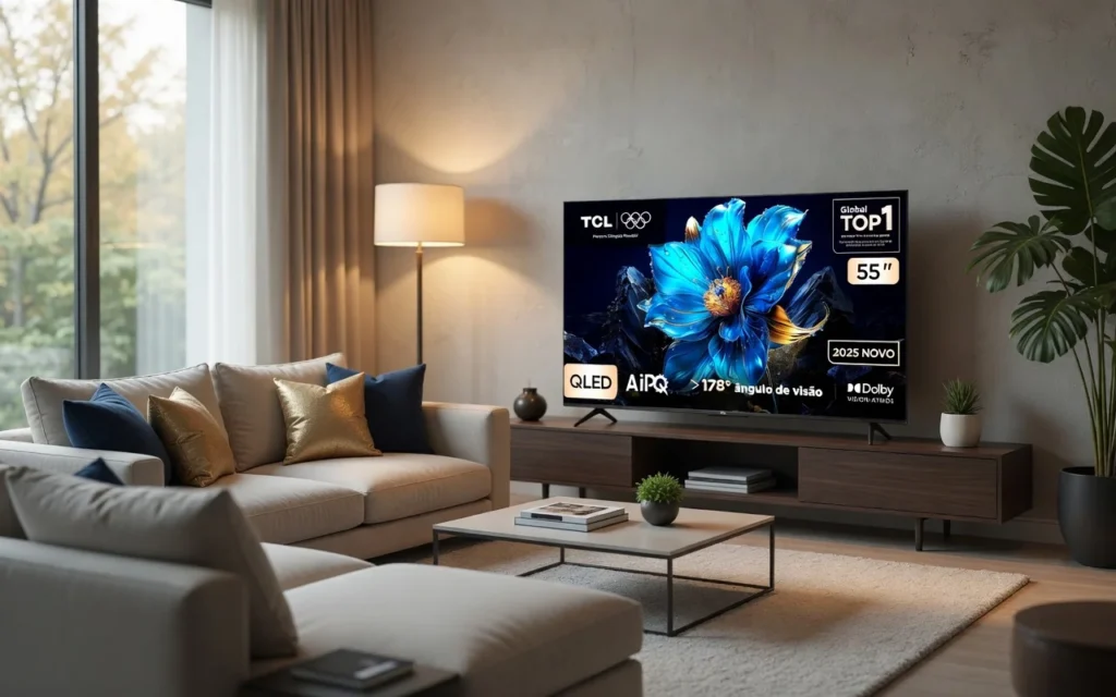 Smart TV TCL 55 Polegadas QLED 4K P7K WiFi Bluetooth Google TV HDR10+ Dolby Atmos Dolby Vision 55P7K