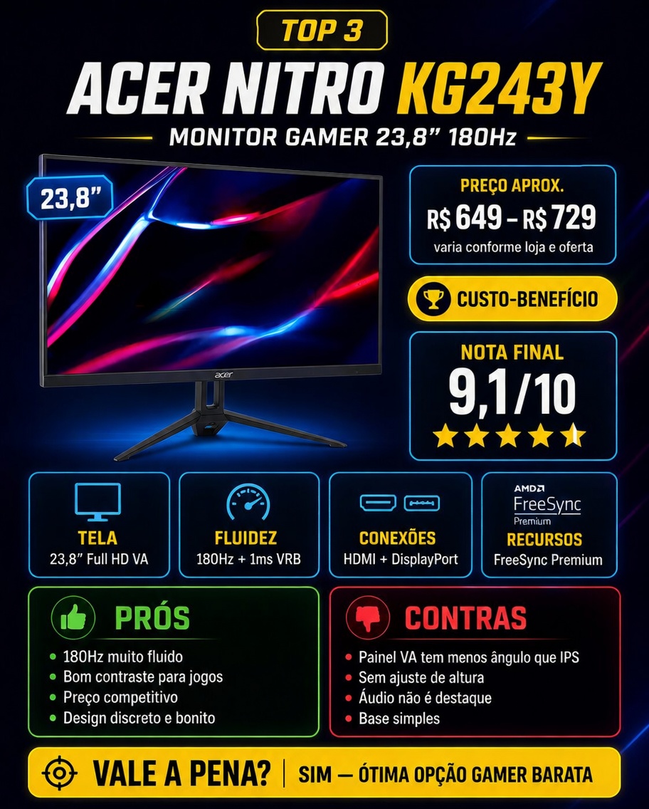 Imagem do comparativo dos melhores monitores gamers baratos 2026 (5)
