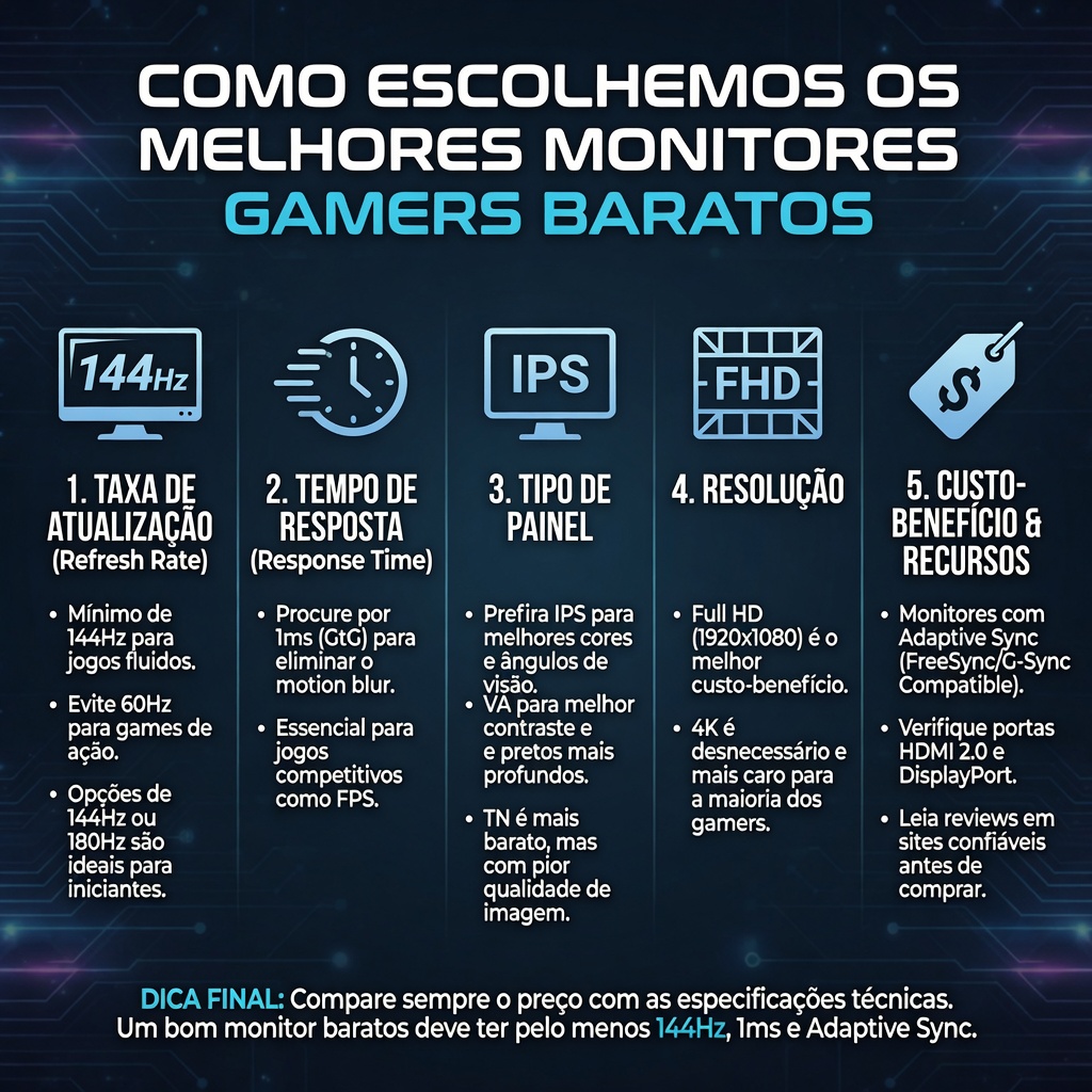 Imagem do comparativo dos melhores monitores gamers baratos 2026 (1)