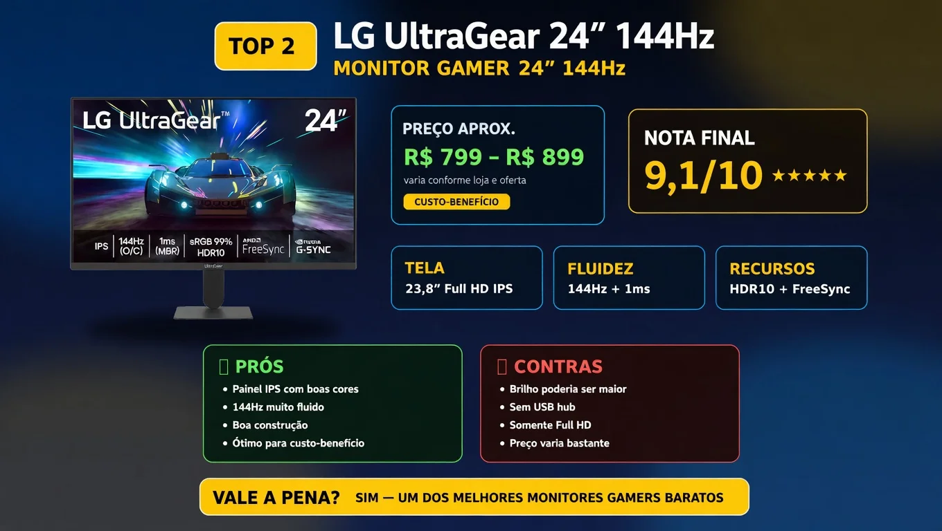 LG UltraGear 24″ 144Hz – a escolha segura