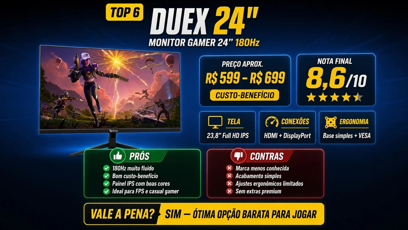 Duex 24″ 180Hz – fluidez barata