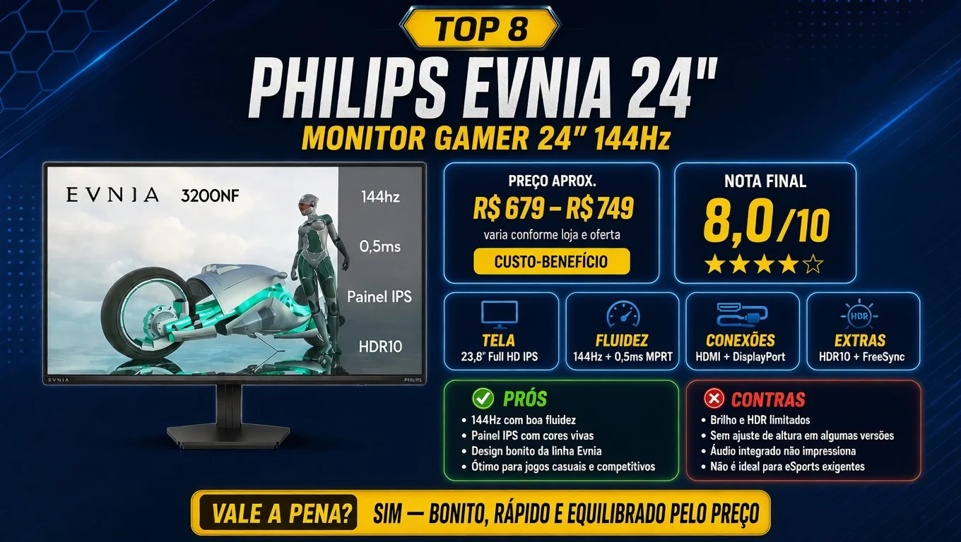 Philips Evnia 24″ 144Hz – alternativa equilibrada