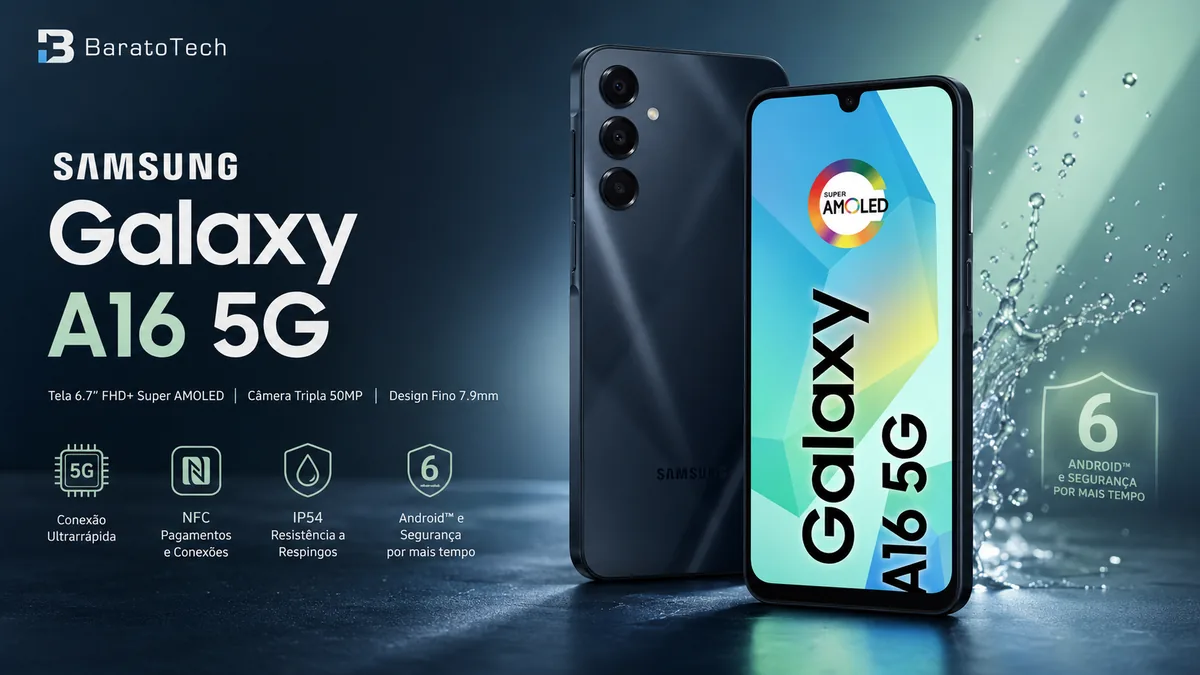 Galaxy A16 5G vale a pena em 2026? Review honesto do Samsung barato com AMOLED e 6 anos de updates