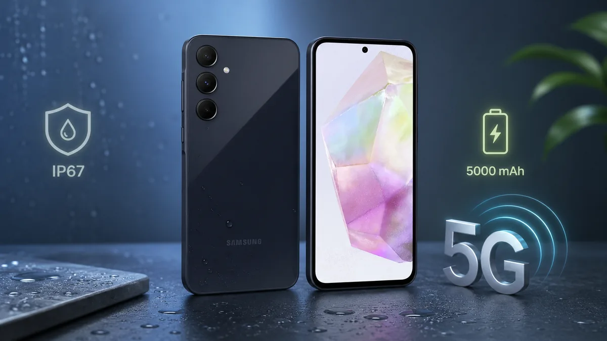 Galaxy A35 5G com proteção IP67 e bateria de 5000 mAh