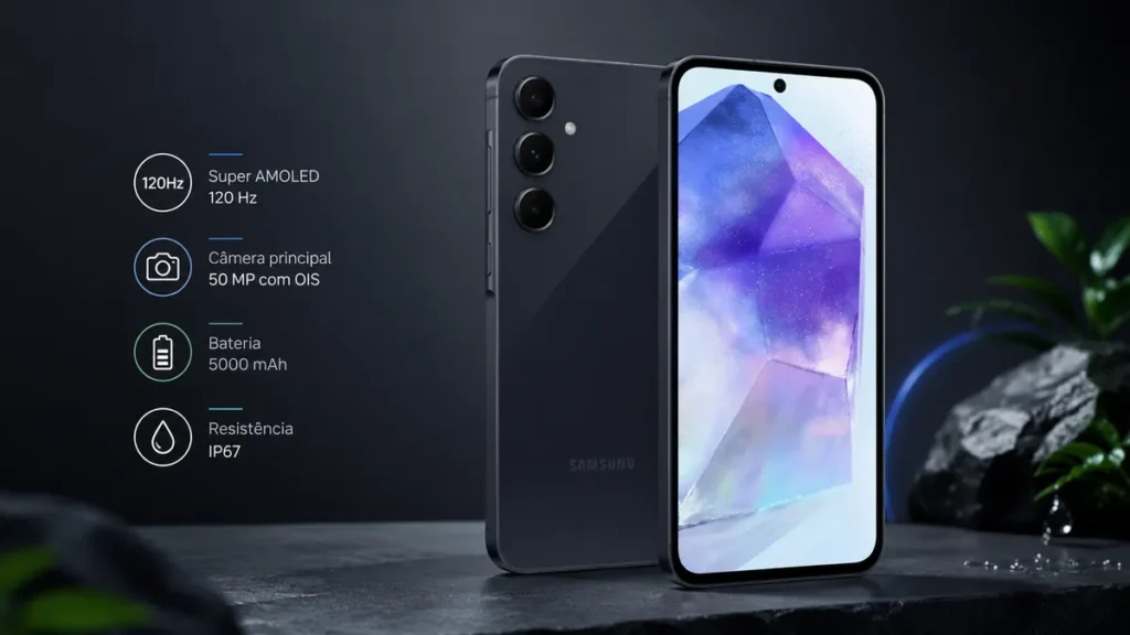 Galaxy A55 5G vale a pena em 2026? Review honesto do Samsung que ficou mais interessante