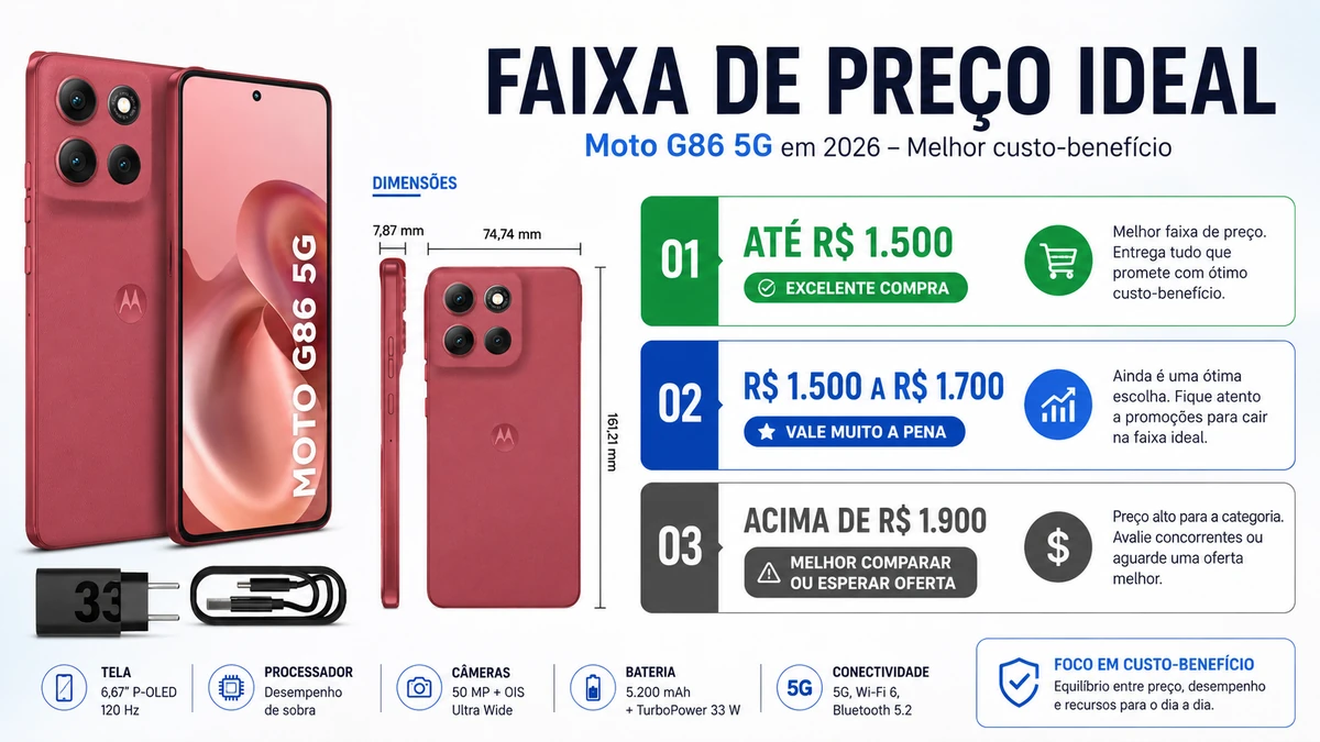 Faixa de preço ideal para comprar o Moto G86 5G em 2026