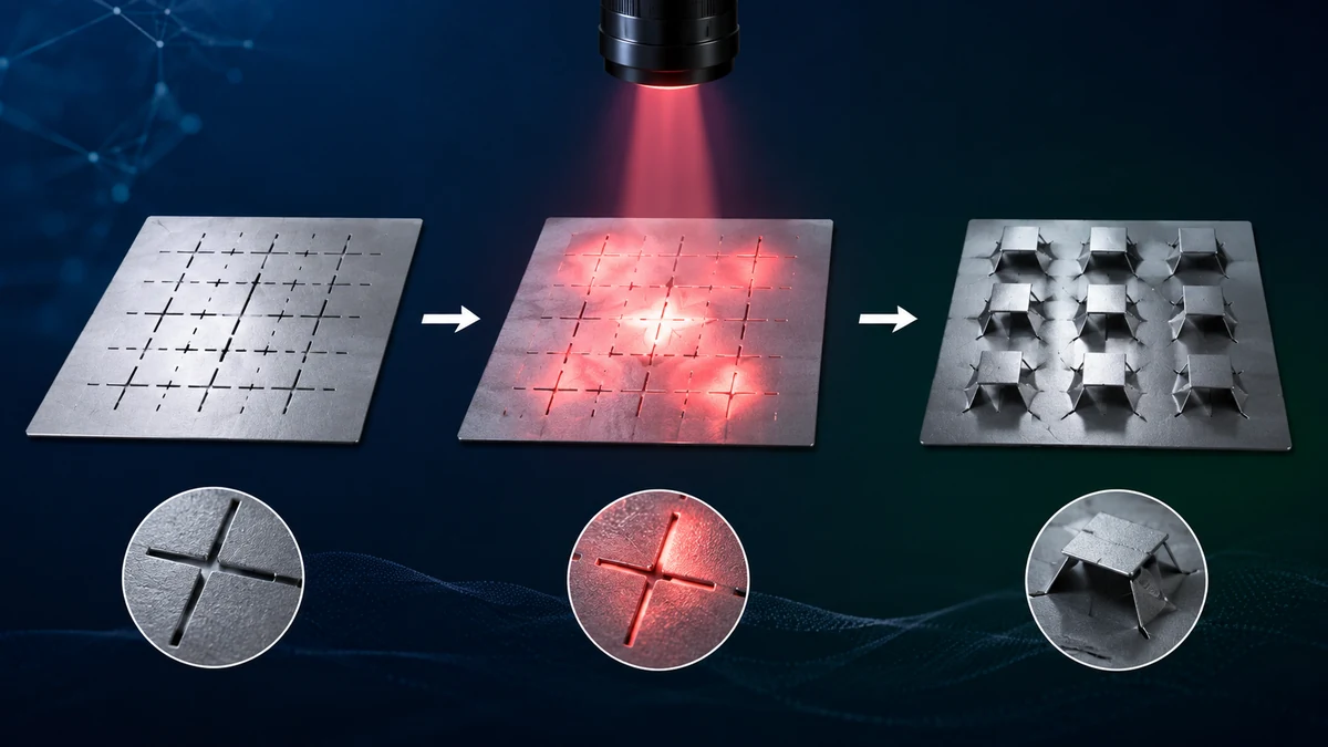 Etapas de funcionamento de uma estrutura metálica ativada por luz