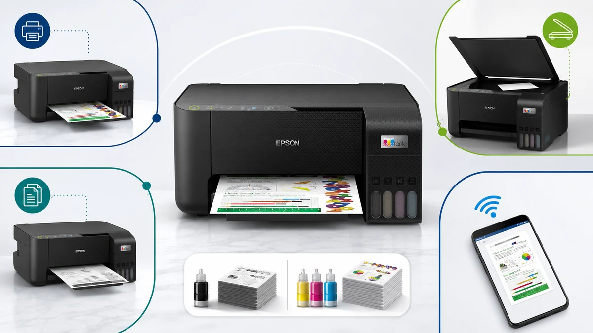 Recursos da Epson L3250 com scanner, Wi-Fi e tanque de tinta