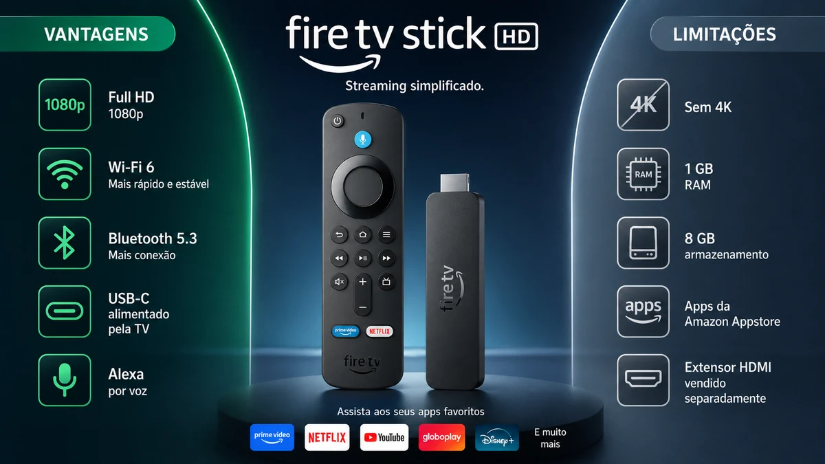 Recursos e limitações do Fire TV Stick HD de segunda geração