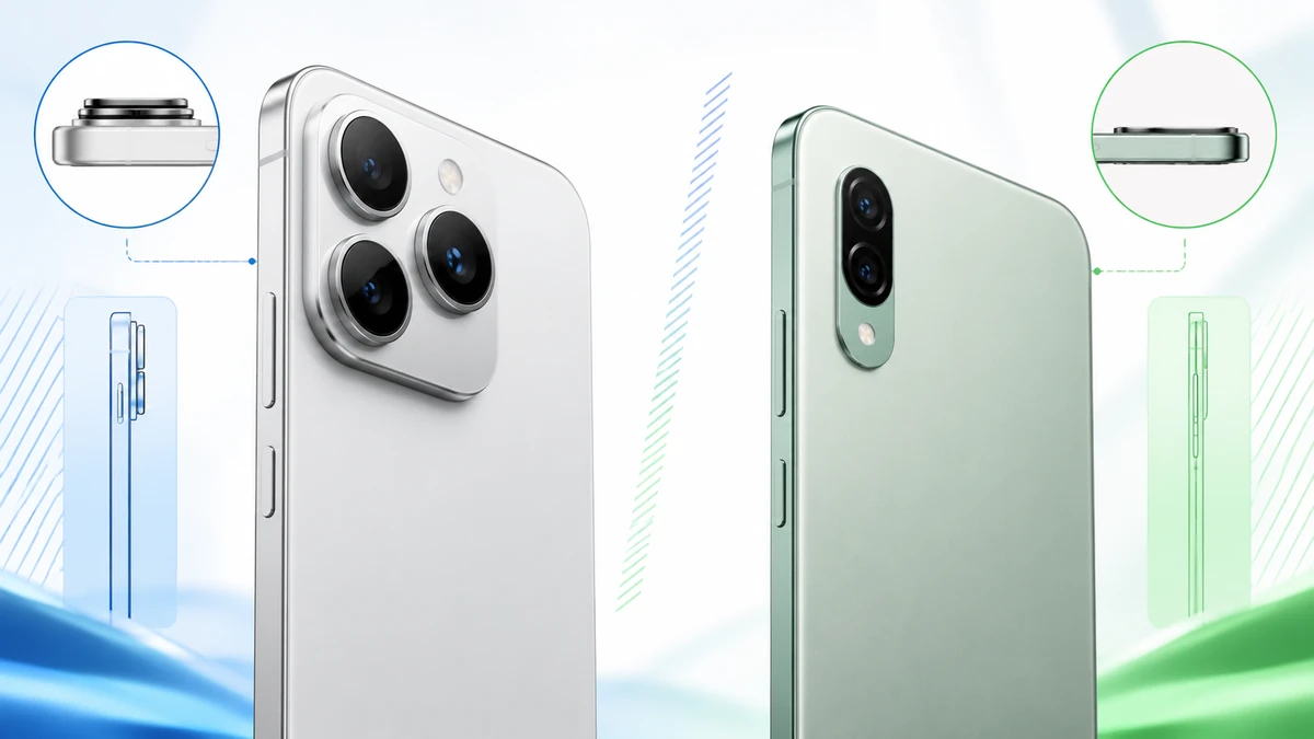 Comparação entre celular com câmera saltada e módulo mais fino com lente líquida