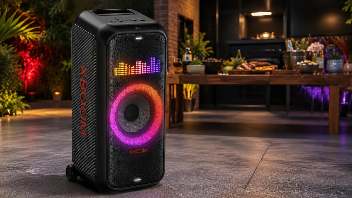 Caixa de som Bluetooth grande com LED para festa e bateria longa