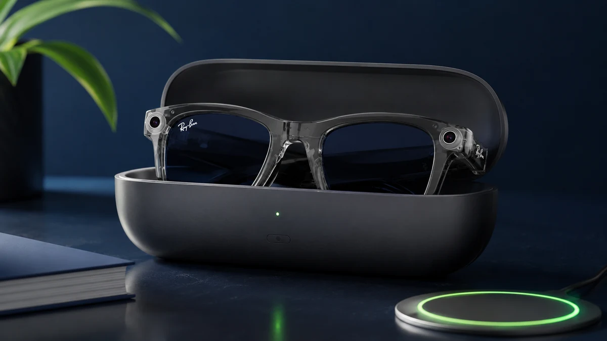 Ray-Ban Meta Gen 2 dentro do estojo de carregamento