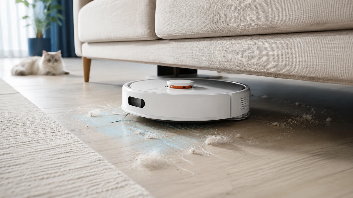 Robô aspirador Xiaomi S20 removendo poeira e pelos do piso