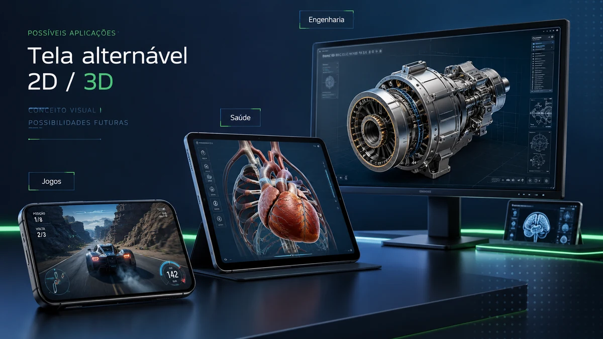 Possíveis aplicações futuras de telas que alternam entre 2D e 3D