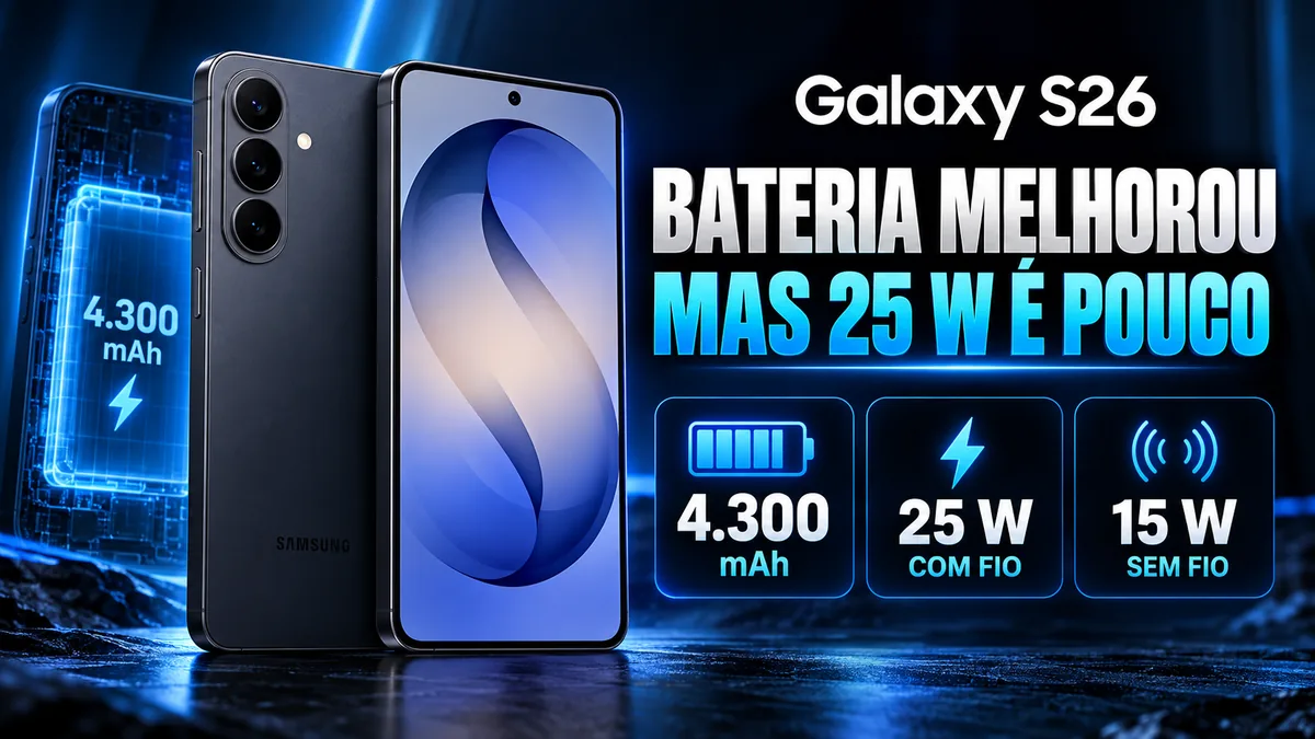 Bateria de 4.300 mAh e carregamento de 25 W do Galaxy S26