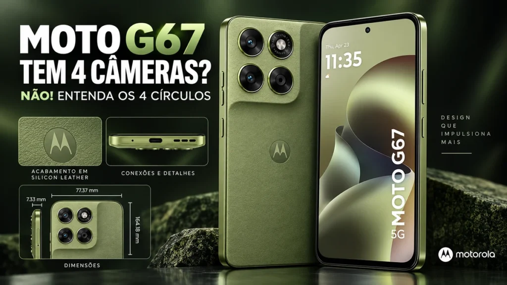 Moto G67 tem 4 câmeras? Não: entenda o que são os quatro círculos traseiros