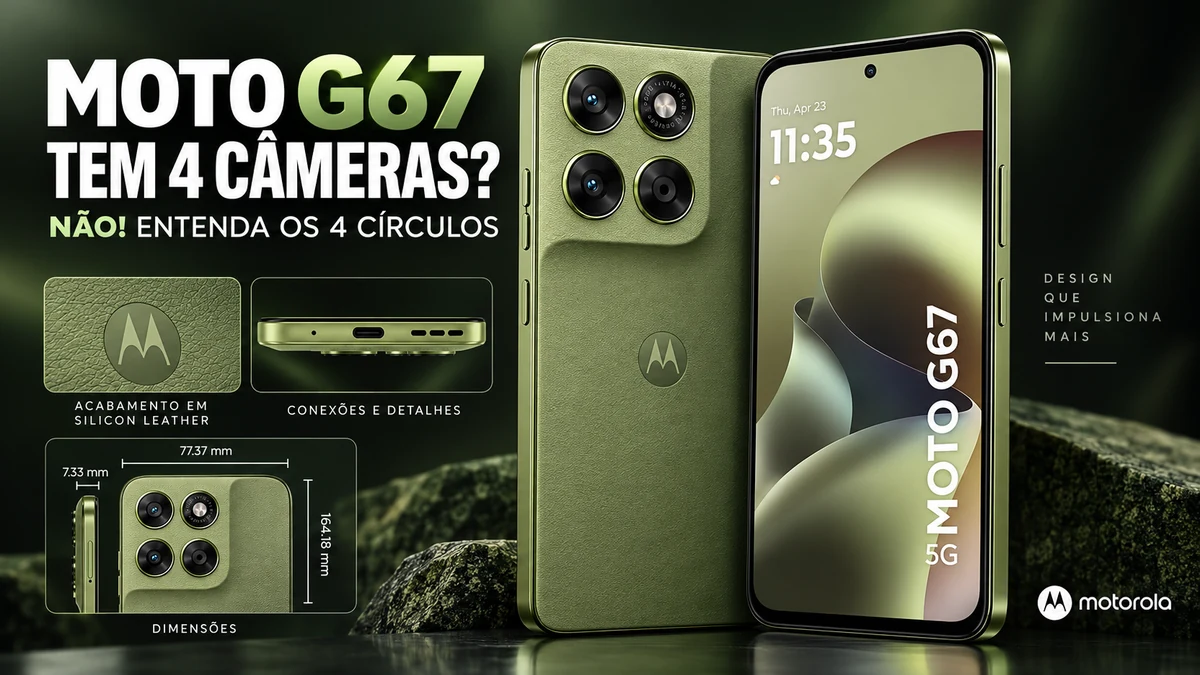 Moto G67 tem 4 câmeras? Não: entenda o que são os quatro círculos traseiros