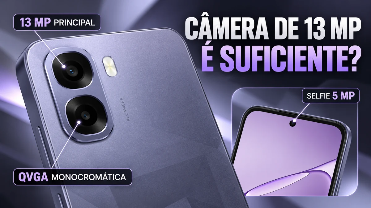 Câmeras do OPPO A6t com destaque para o sensor principal de 13 MP