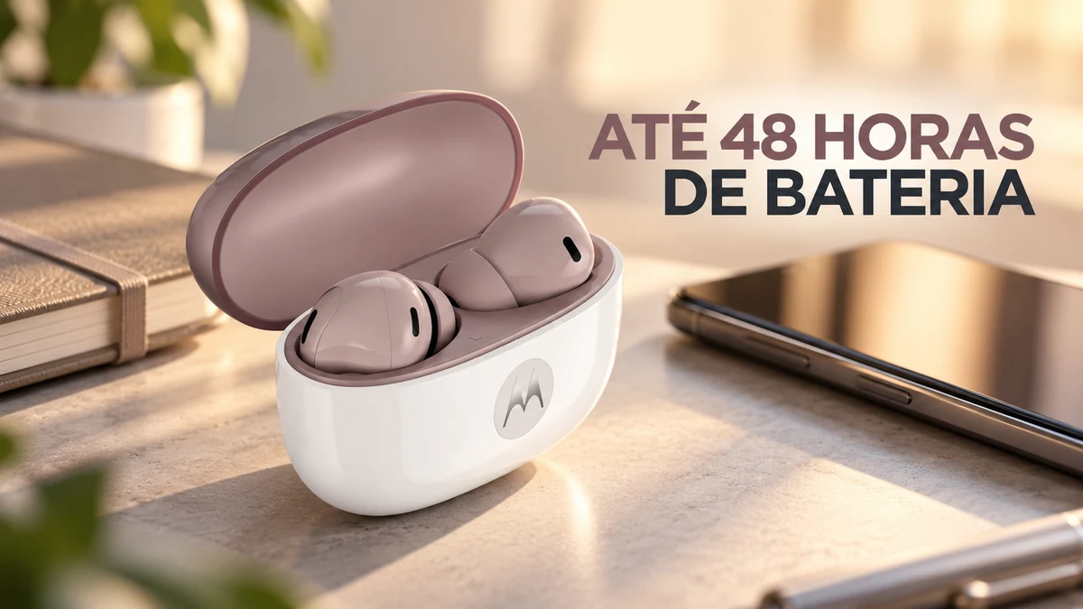 Moto Buds 2 com estojo e autonomia anunciada de até 48 horas