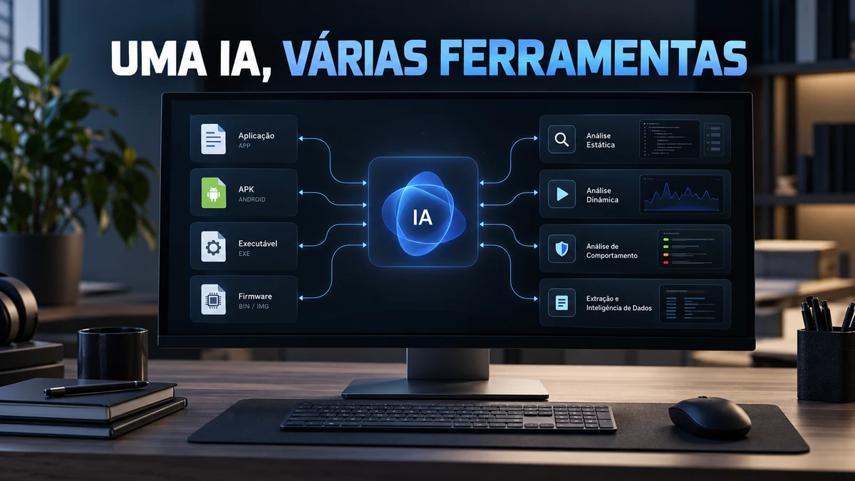 Fluxo de engenharia reversa convertendo informações de um binário em pseudocódigo